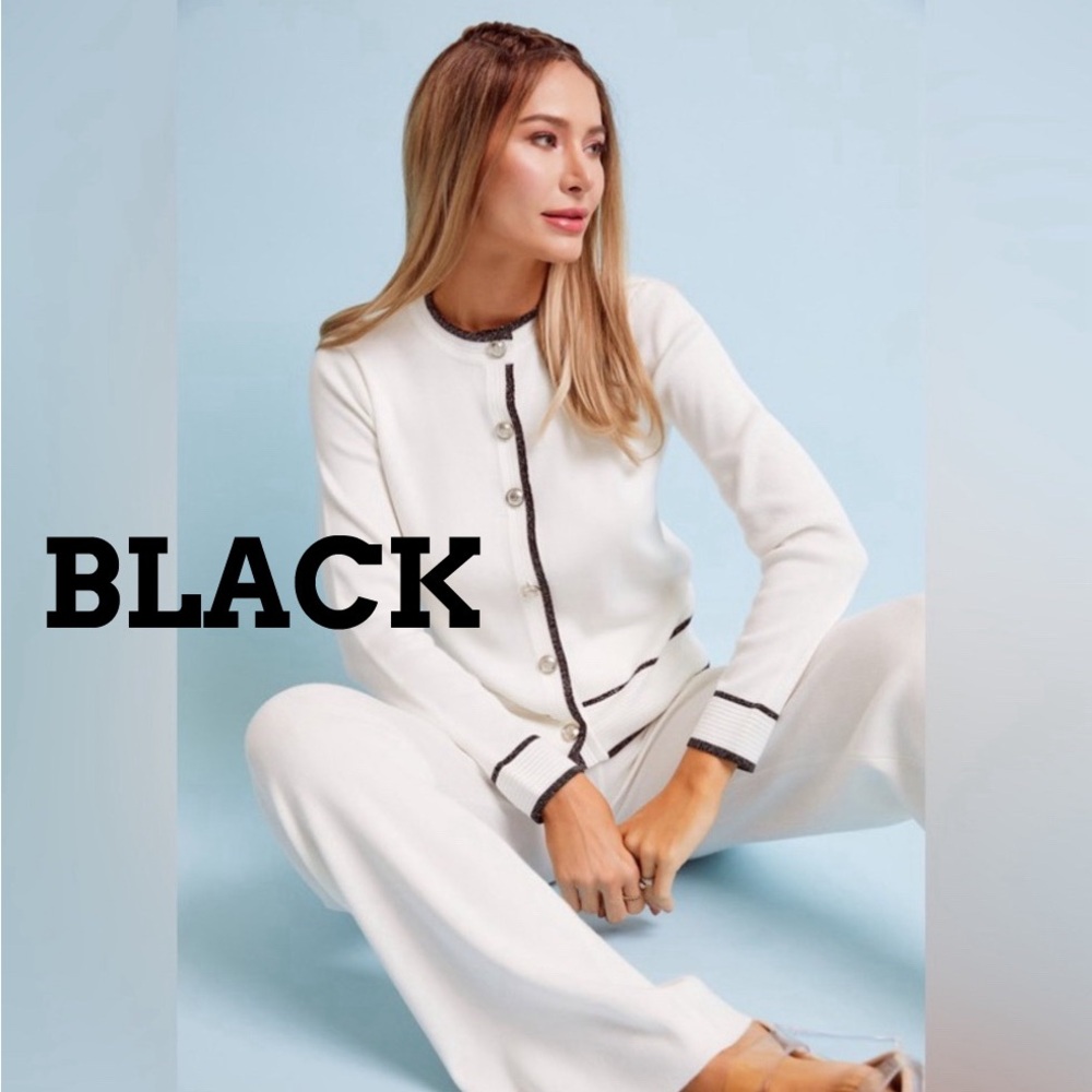 47. BLACK Knit Button Down Cardigan and Pant Set